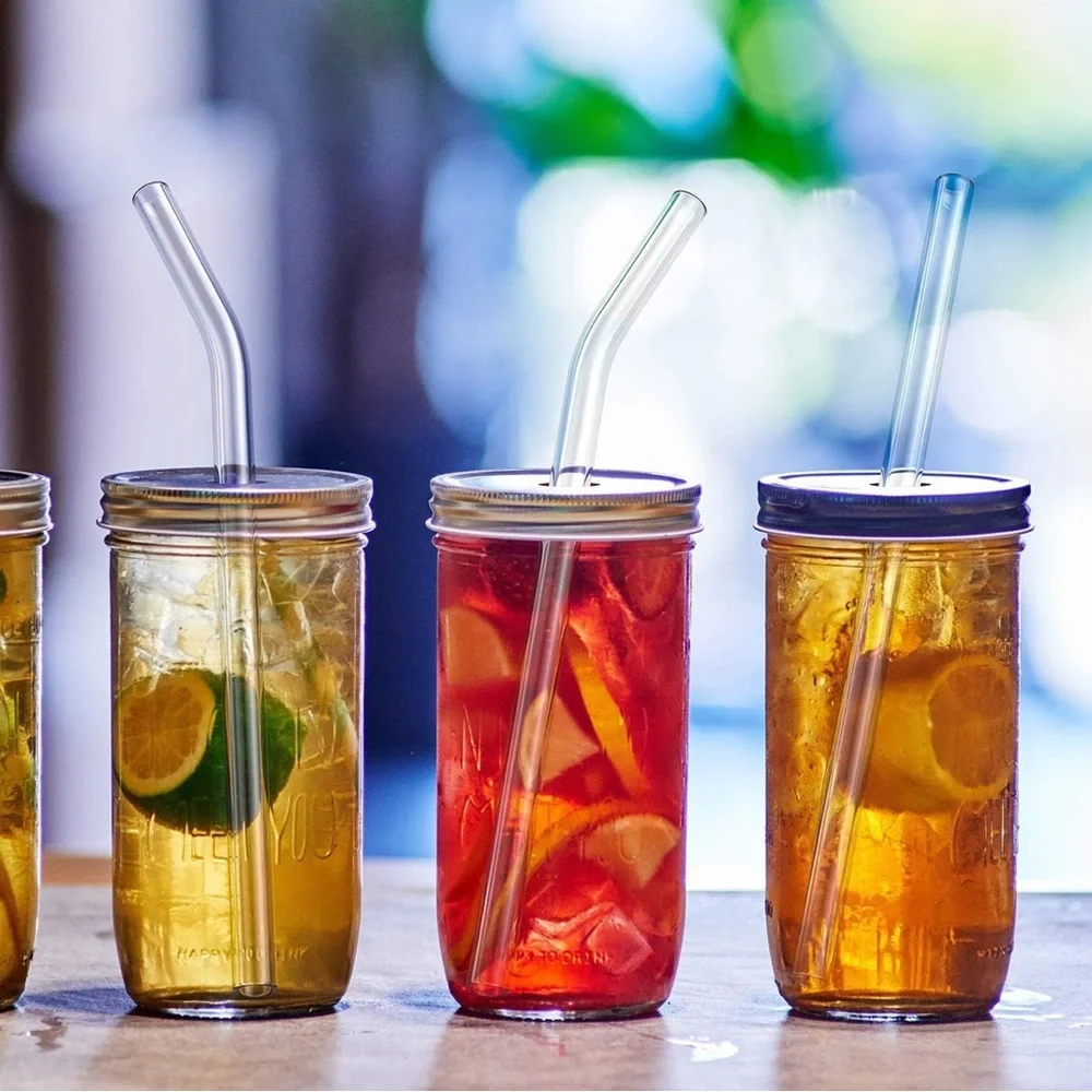 Clear Glass Straw Set